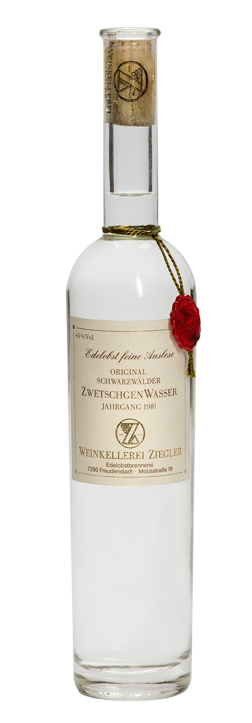 Zwetschgenwasser - Ernte 1981  45% Vol. (0,5 l)